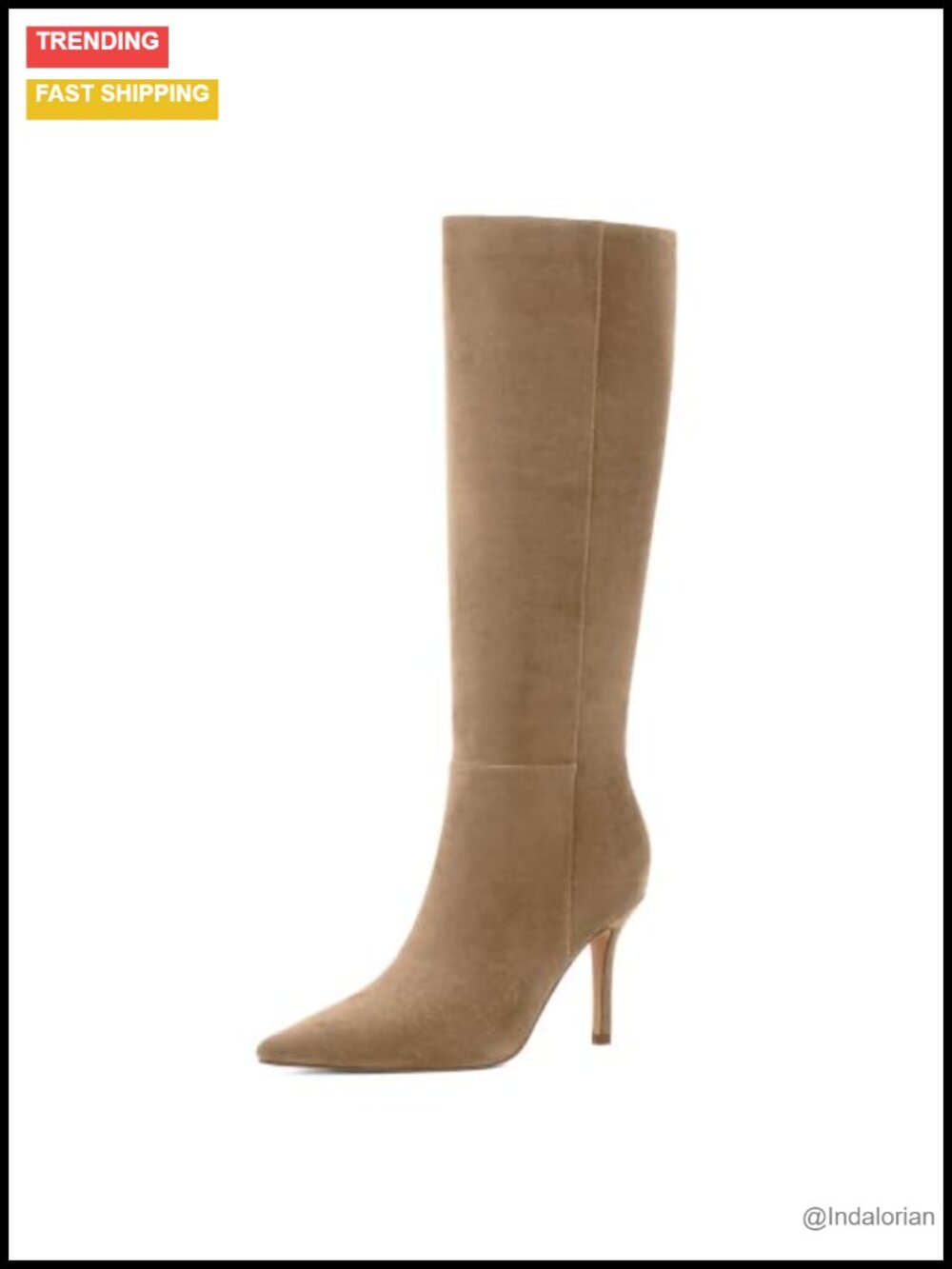 Faux Suede Knee High Boots Pointed Toe Stiletto Heel Tall Long Boots
